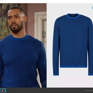 Virgin-Wool Jumper with Jacquard Geometric Pattern by Emporio Armani